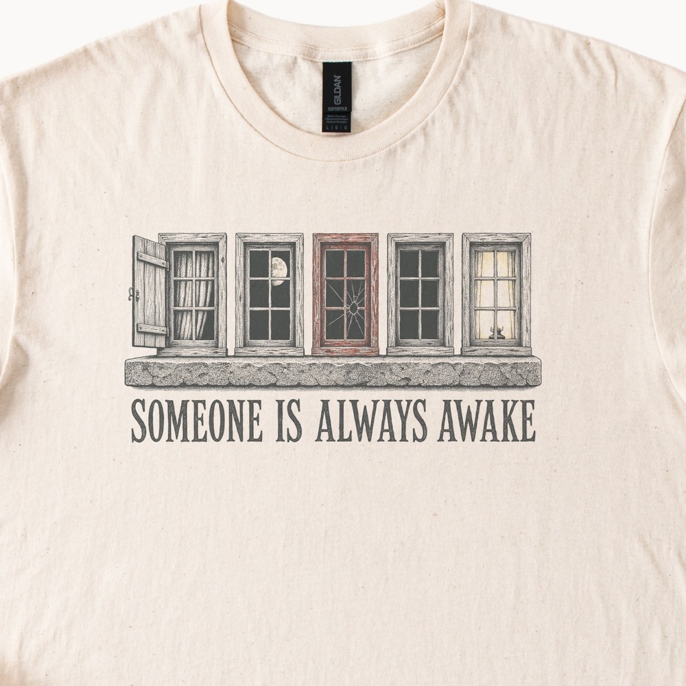Someone Is Always Awake Five Windows on a Stone Ledge Tee